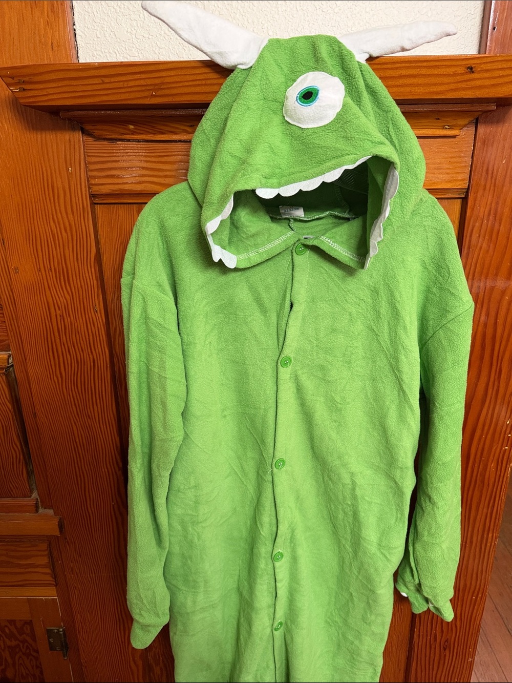 Green Monsters Inc Hooded Men's Halloween Costume Onesie - Unbranded